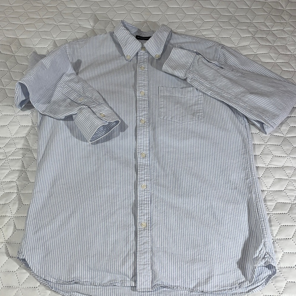 Brandy Melville Stephanie Stripe Botton Down 100% Cotton Oxford Shirt - Picture 5 of 12